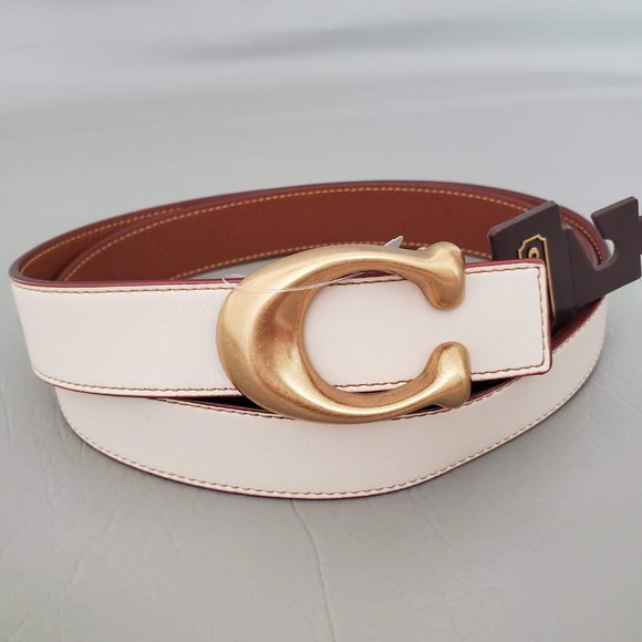 NEW COACH C Buckle logo Reversible leather belt - Picture 2 of 8